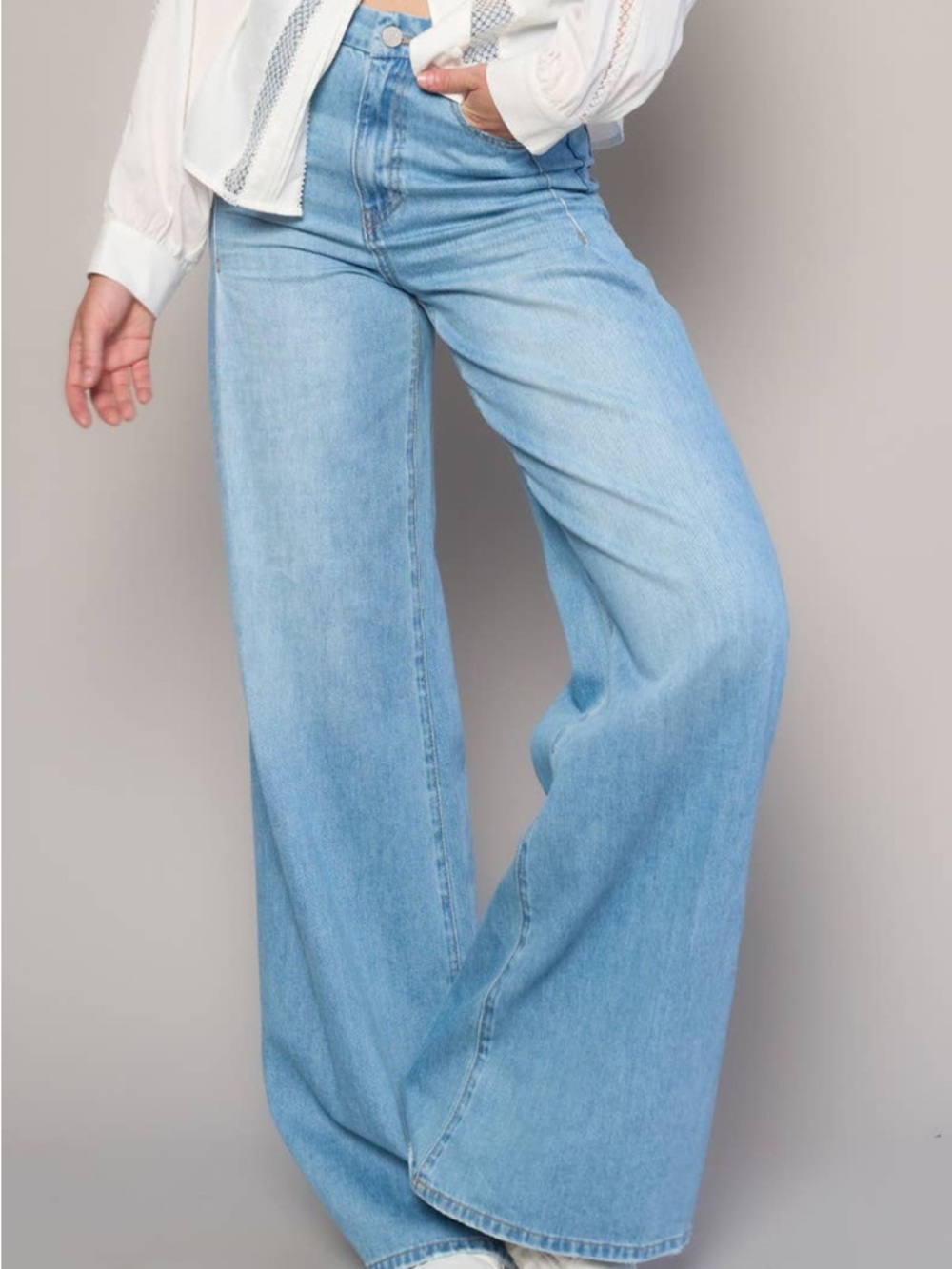 Insane Gene High-Rise Light Blue Wide-Leg Jeans for Women
